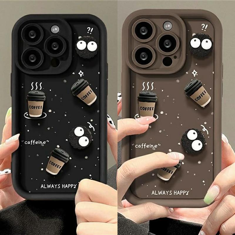 Phone Cases Aviation - Cute Cartoon 3D Coffee Liquid Silicone