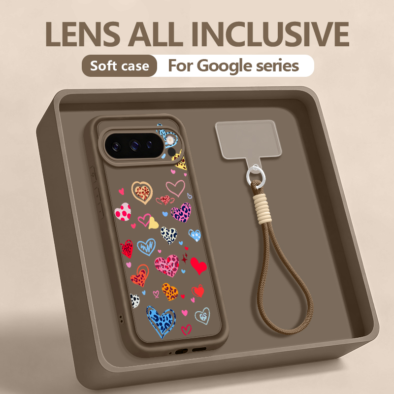 Phone Cases Pixel 9A - Colorful Love Heart Printed Case For