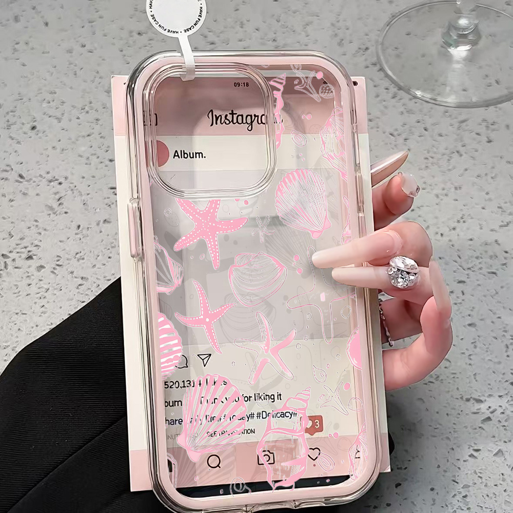 Phone Cases Transparent - Summer Pink Seashell Clear Phone Case