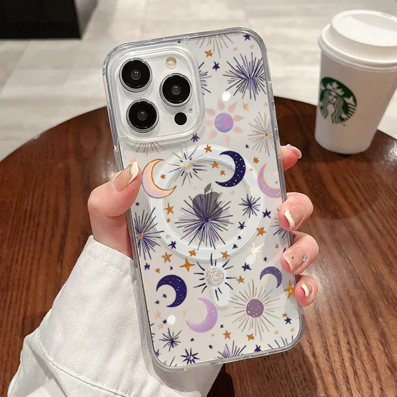 Phone Cases Transparent - Romantic Sun Moon Stars Phone Case
