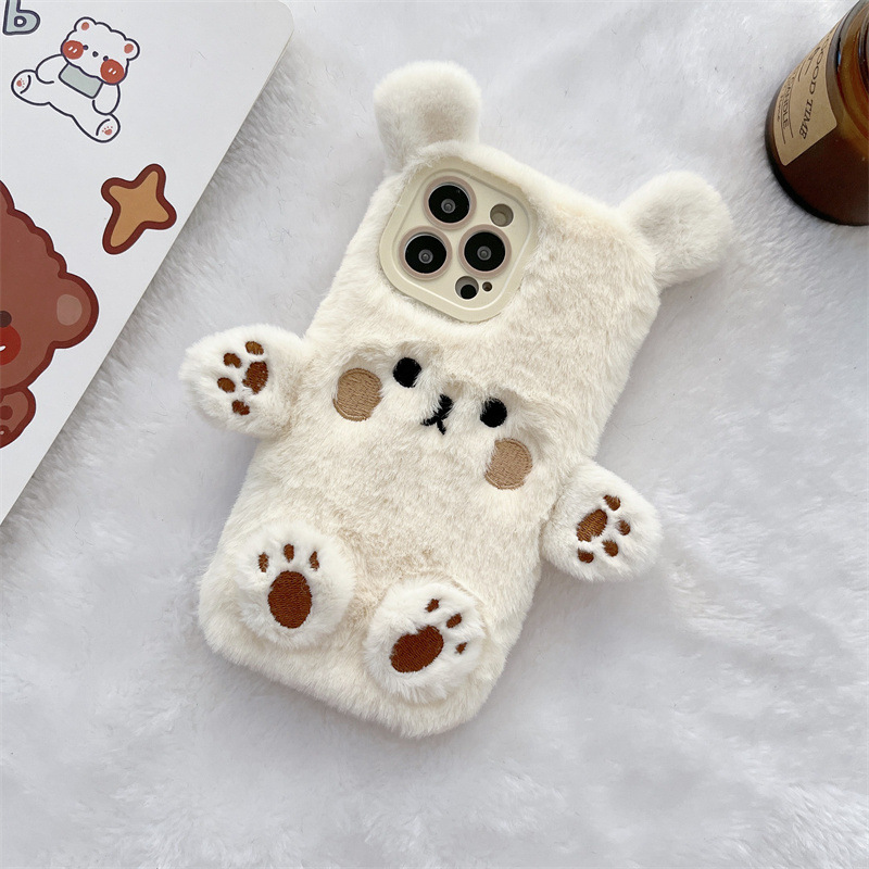 Korean 3D Cartoon Bear Fluffy  - Phone Cases Iphone 12 리뷰 및 가격