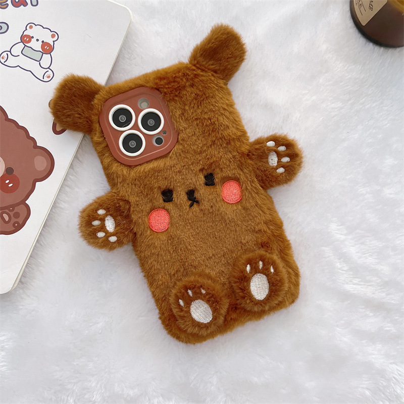 Korean 3D Cartoon Bear Fluffy  - Phone Cases Iphone 12 리뷰 및 가격