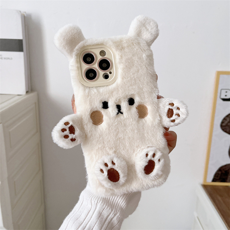Korean 3D Cartoon Bear Fluffy  - Phone Cases Iphone 12 리뷰 및 가격