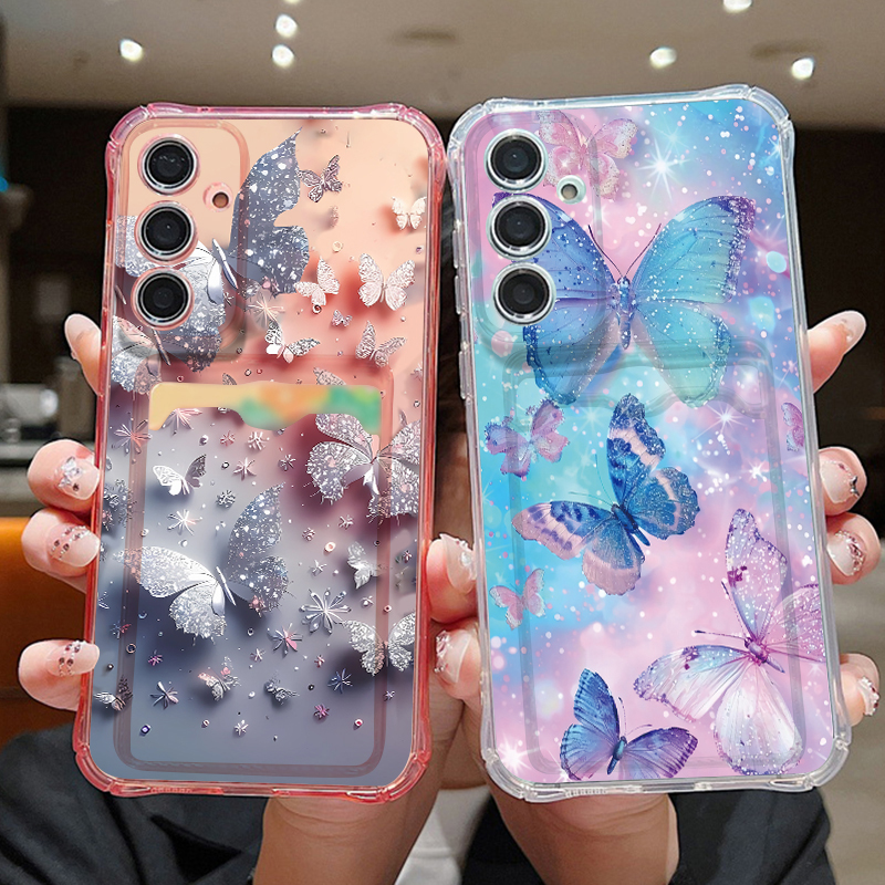 Dream Butterfly Pattern Clear  - Phone Cases With Card Holder 리뷰 및 가격
