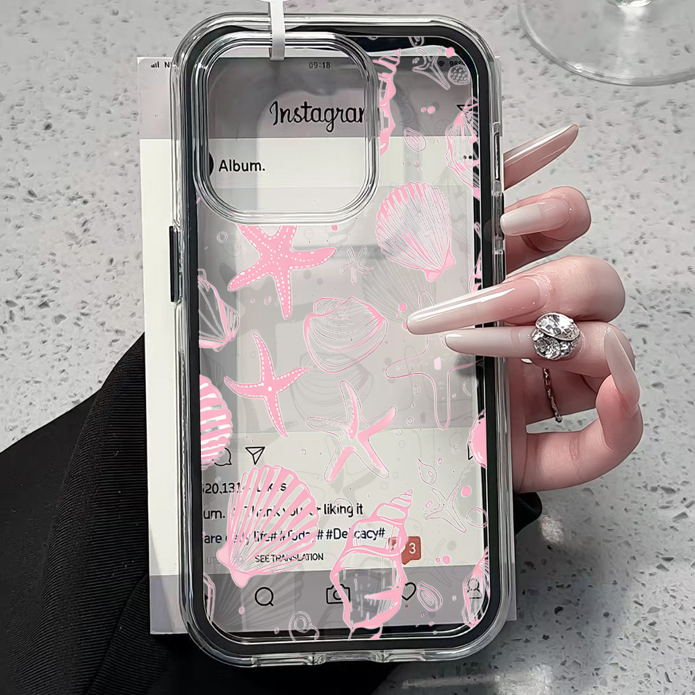 Summer Pink Seashell Clear Pho - Phone Cases Transparent 리뷰 및 가격