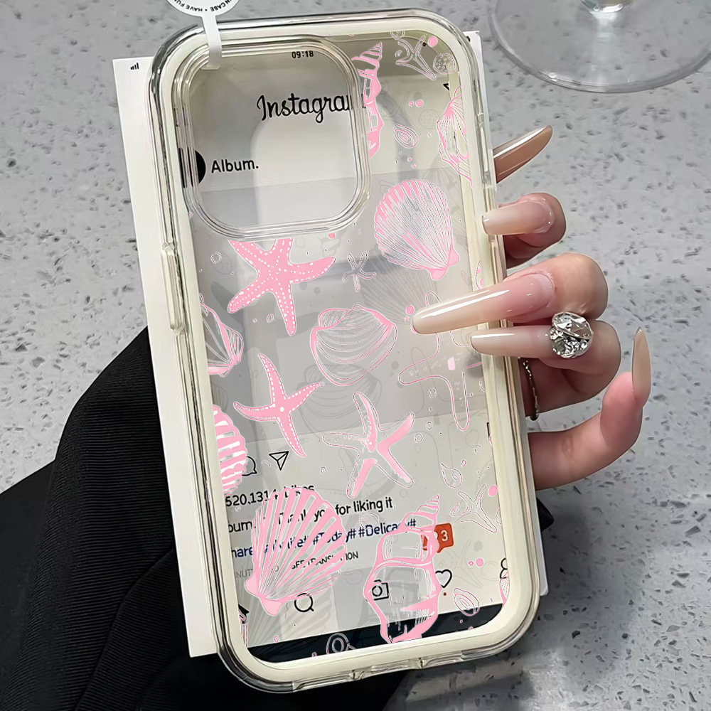 Summer Pink Seashell Clear Pho - Phone Cases Transparent 리뷰 및 가격