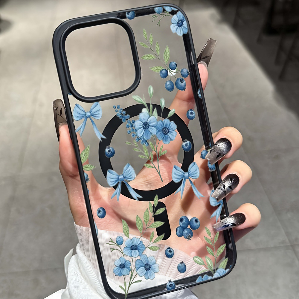 Blueberry Floral Clear Case  F - Phone Cases Transparent 리뷰 및 가격