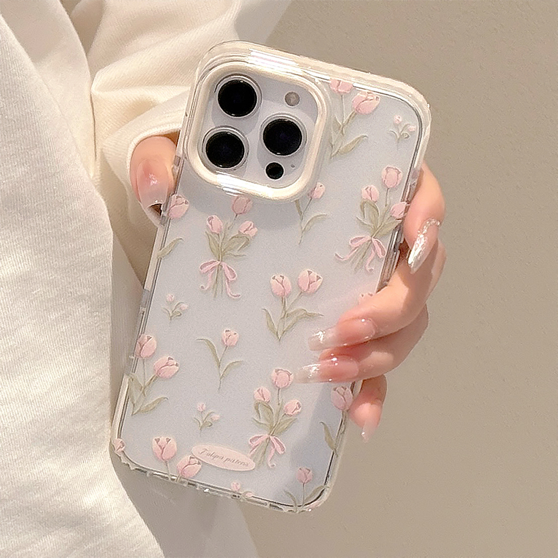 Korean Full Screen Pink Tulip  - Phone Cases Transparent 리뷰 및 가격