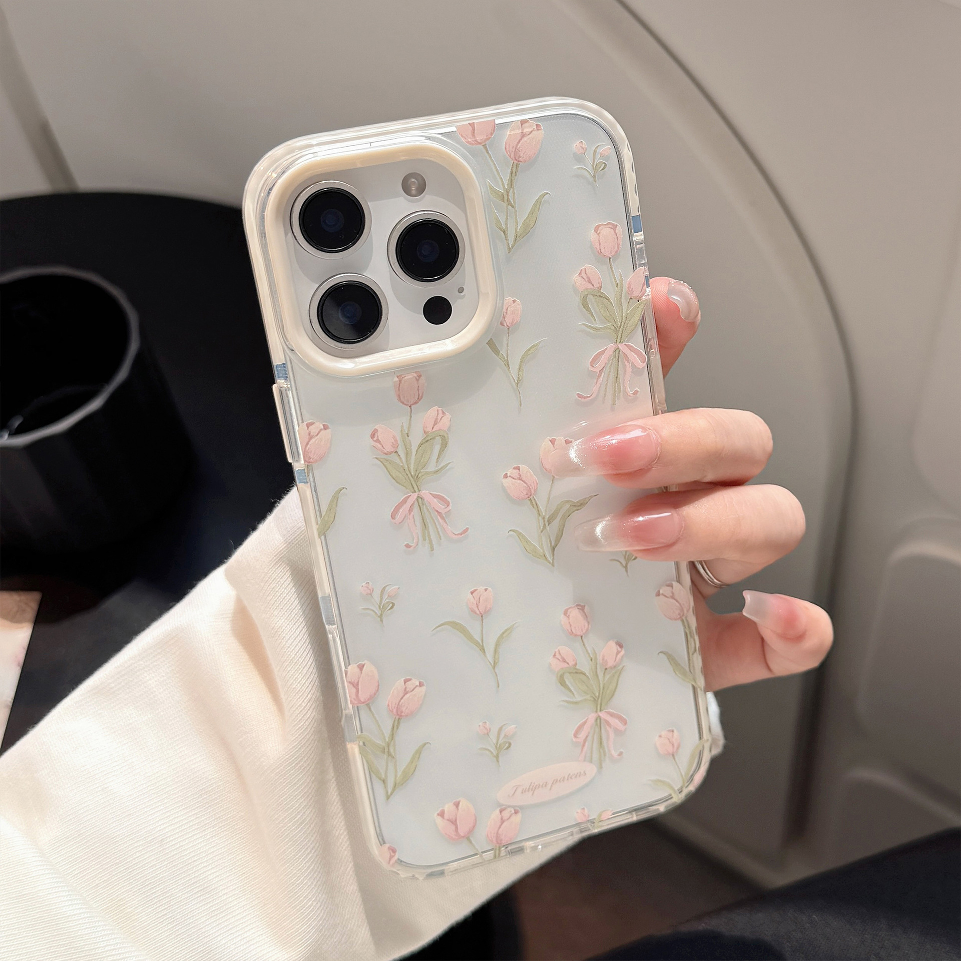 Korean Full Screen Pink Tulip  - Phone Cases Transparent 리뷰 및 가격