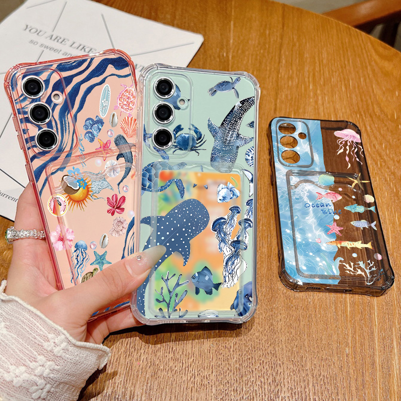 Ocean Whale Pattern Phone Case - Phone Cases With Card Holder 리뷰 및 가격