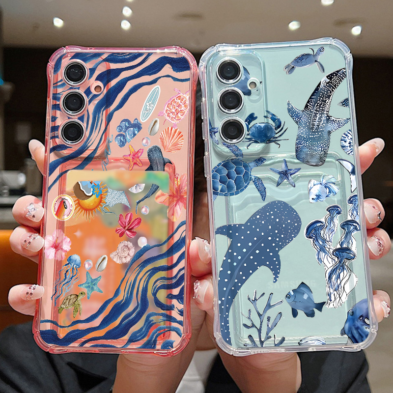 Ocean Whale Pattern Phone Case - Phone Cases With Card Holder 리뷰 및 가격