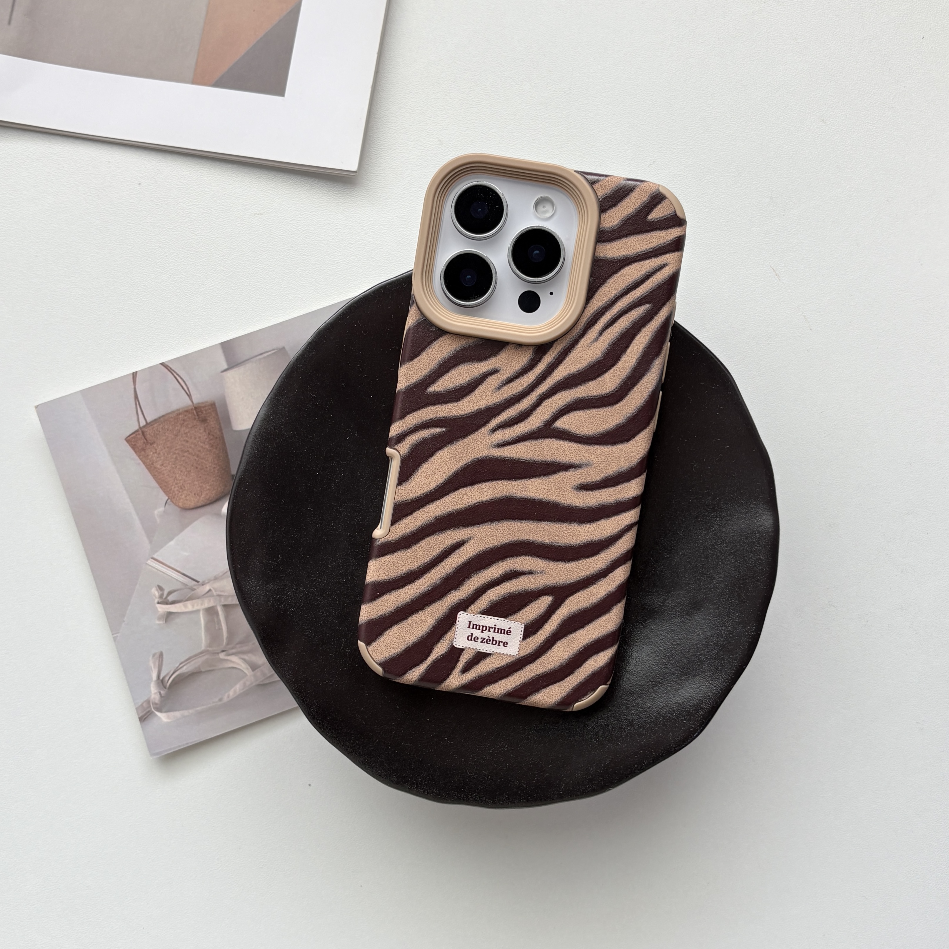Retro Brown Faux Leather Zebra - Phone Cases Zebra 리뷰 및 가격