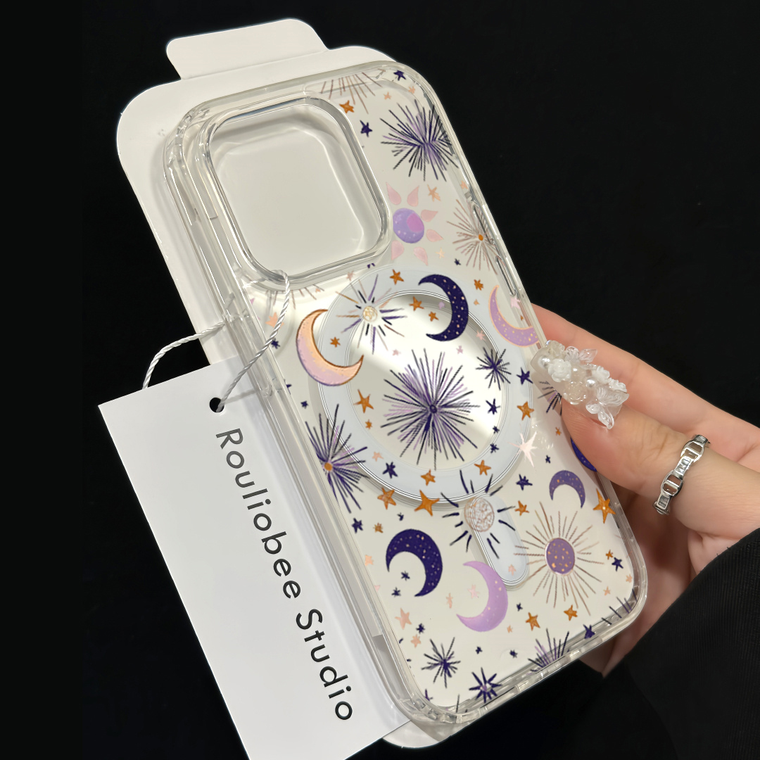 Romantic Sun Moon Stars Phone  - Phone Cases Transparent 리뷰 및 가격