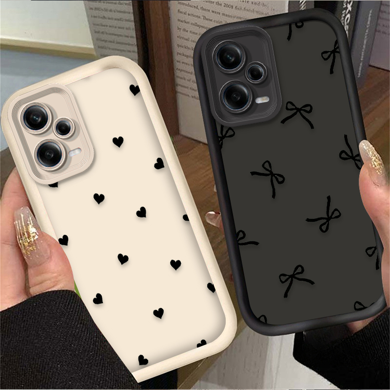 Black Love Heart Bowknot Phone - Phone Cases Xiaomi 리뷰 및 가격