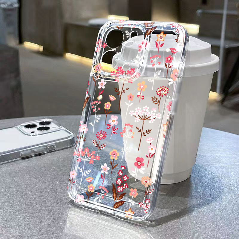 White Pink Floral Transparent  - Phone Cases Transparent 리뷰 및 가격